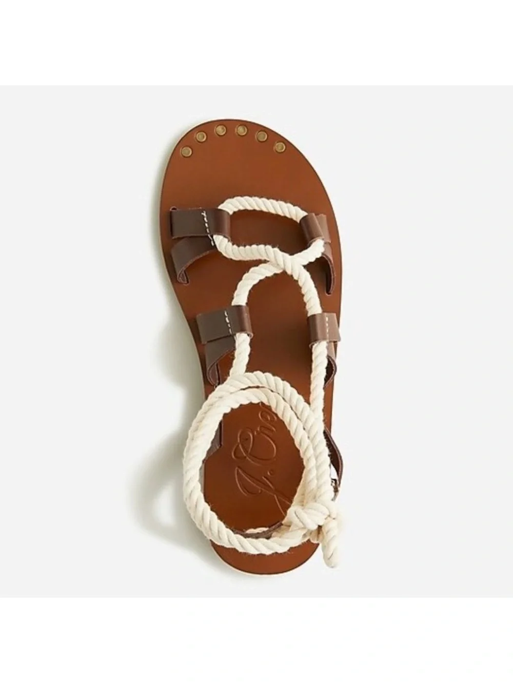 J. Crew Women's Brown Leather Rope Lace up Gladiator Sandals New
